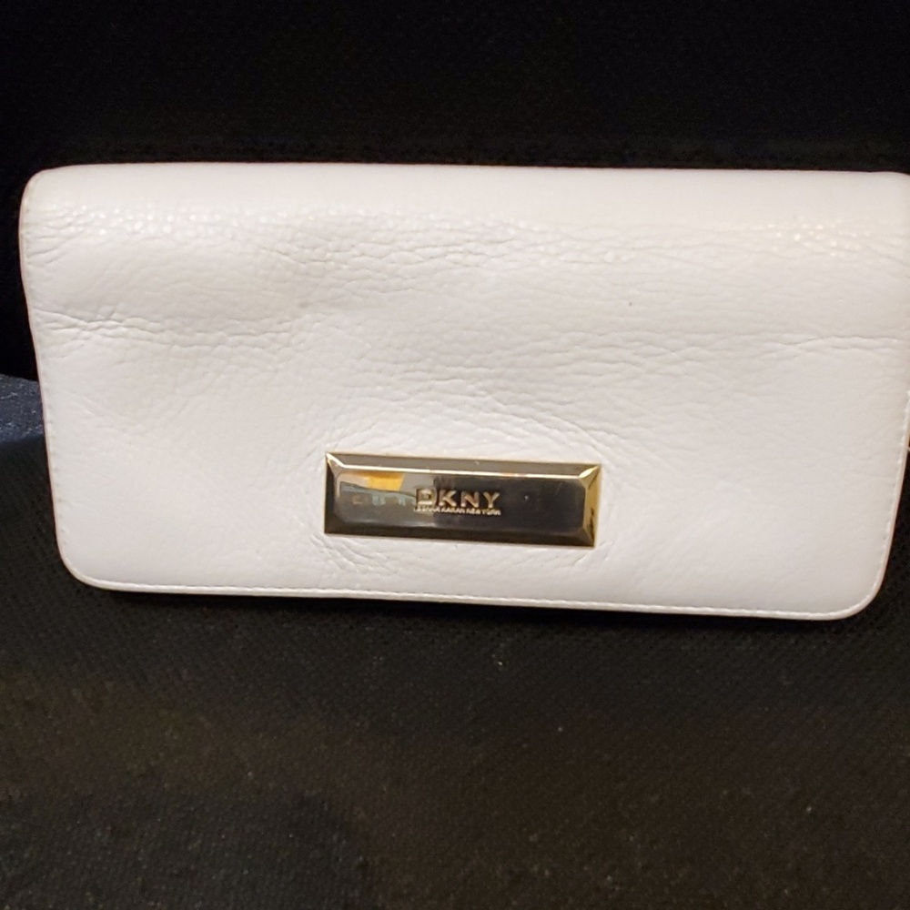 Donna Karen Leather Cream and Tan Wallet
